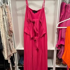 Eloquii Vibrant Pink Maxi Dress with Bow Accents